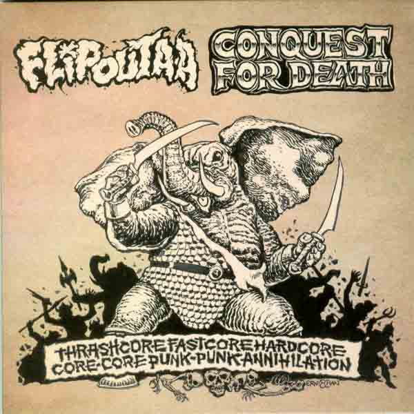 Flipout A.A. / Conquest For Death - Thashcore gatefold 7" (image for) Flipout A.A. / Conquest For Death - Thashcore gatefold 7"